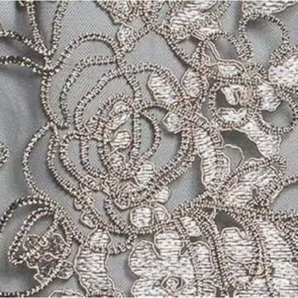 NWT JS Collections Size 8 Lace Embroidered Sheath Dress Taupe Illusion Overlay - Picture 9 of 14